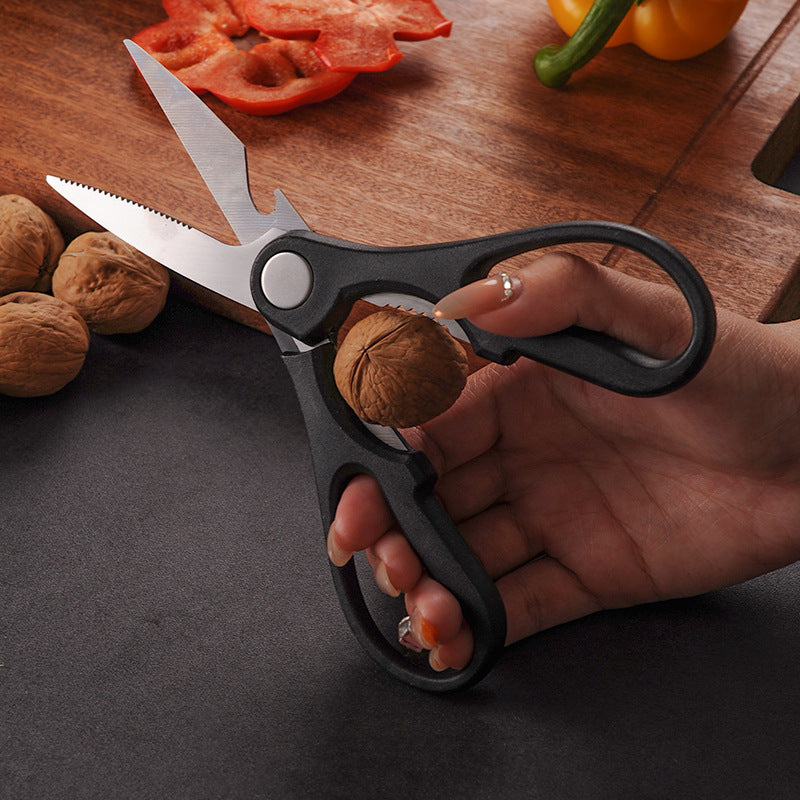 A six-piece set of black-edge kitchen knives