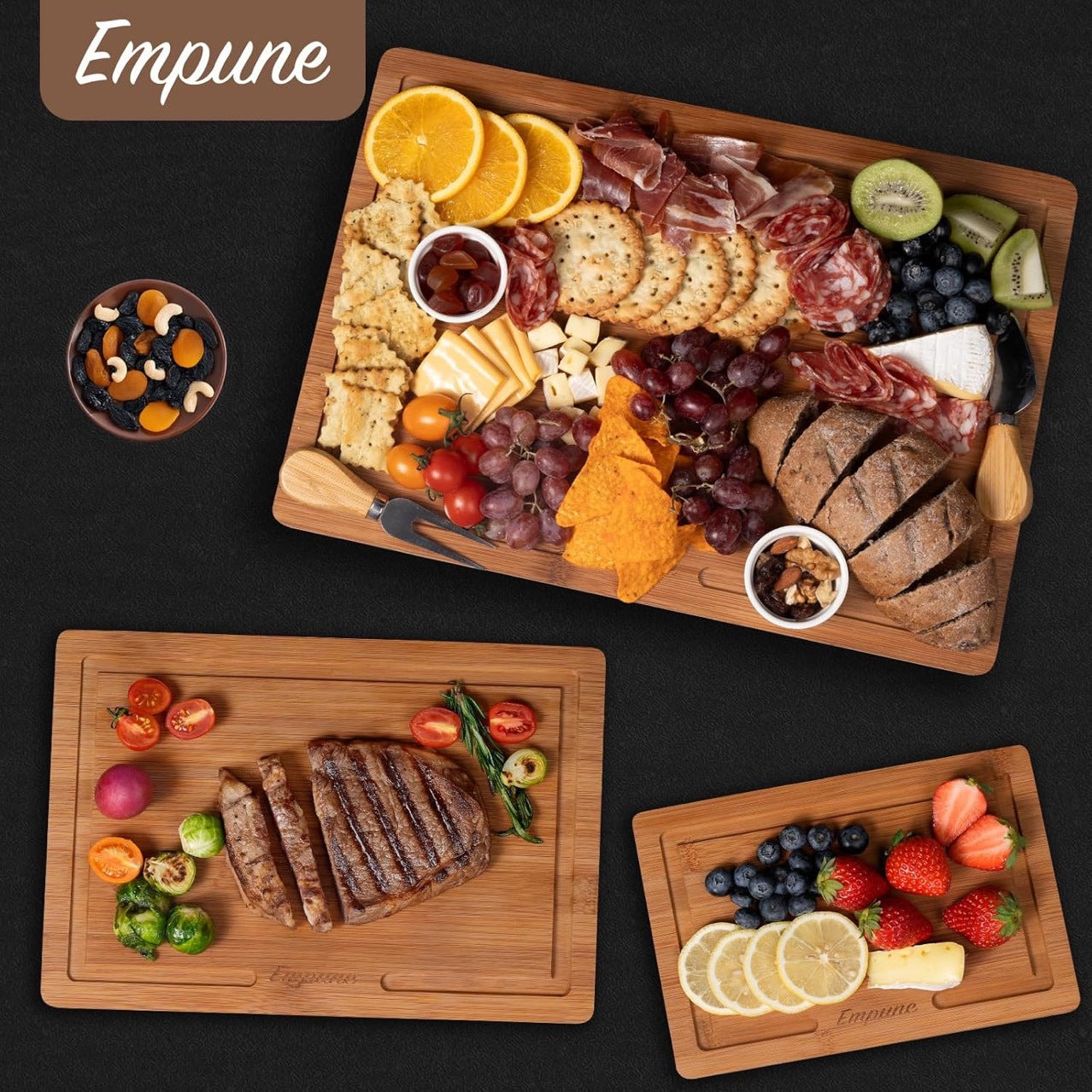 Bamboo three-piece cutting board