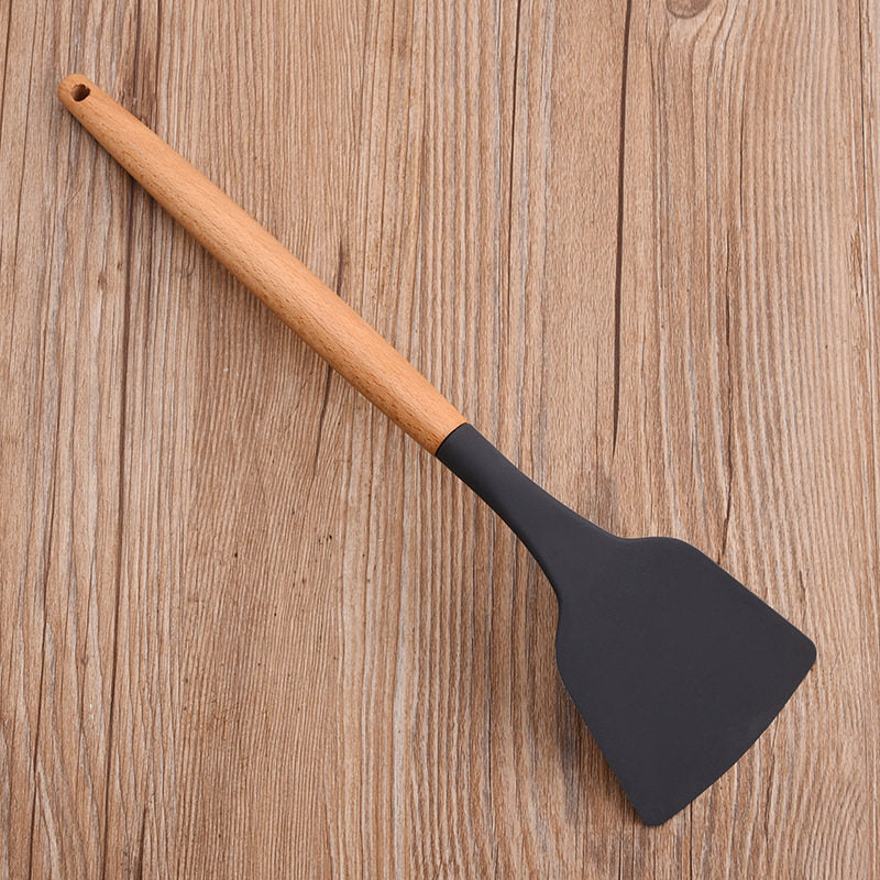 Wooden Handle Silicone Kitchen Utensil Set