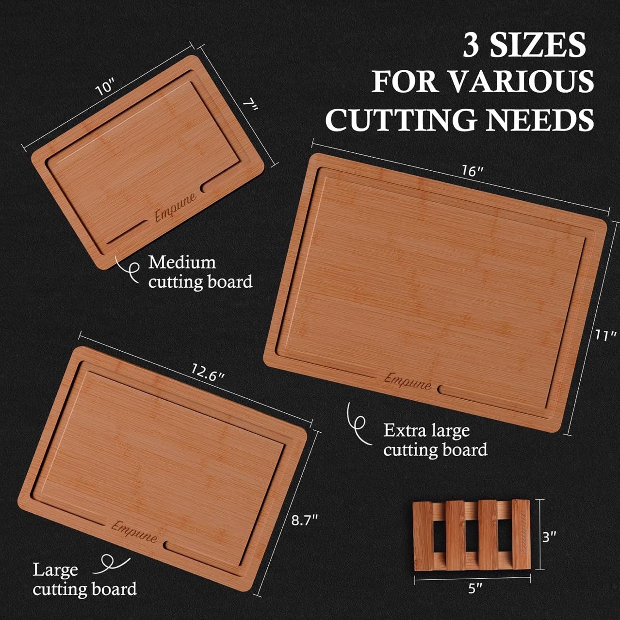 Bamboo three-piece cutting board